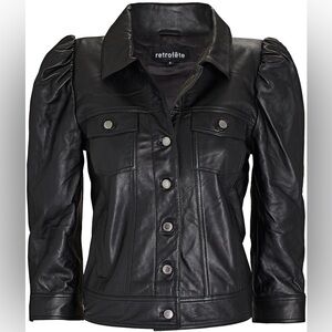 RETROFETE BLACK WAXED ADA JACKET WITH GOLD HARDWARE